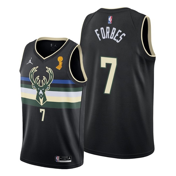 Men's Milwaukee Bucks #7 Bryn Forbes 2021 Black Finals Champions Stitched Basketball Jersey Men's Milwaukee Bucks #7 Bryn Forbes 2021 Black Finals Champions Stitched Basketball Jersey